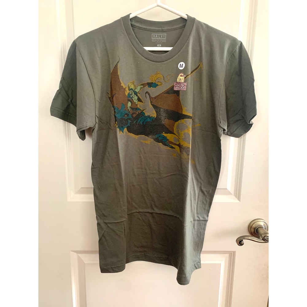 3/$15 NEW Dota 2 Valve Dreaded Forgewing Print 100% Cotton T-shirt in Green